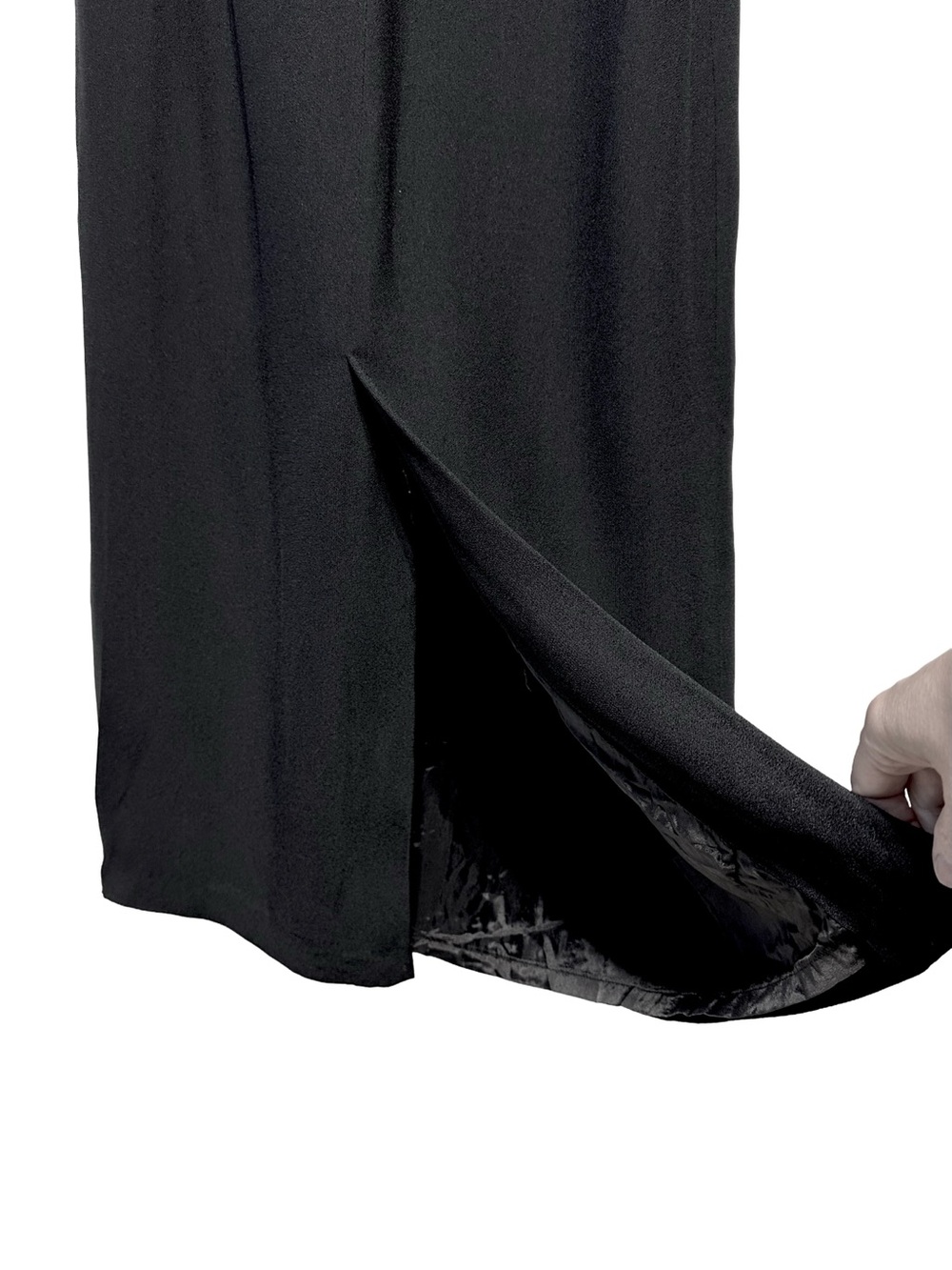Custom Made Black Slip Maxi Dress Built In Bra Goth Minimalist - Picture 5 of 8